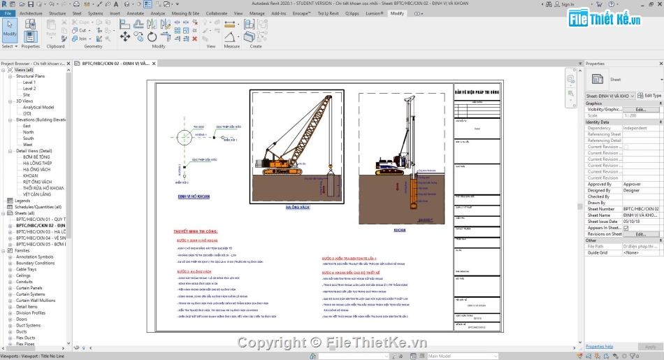 Biện pháp thi công cọc,3D revit cọc khoan nhồi,revit khoan nhồi cọc,cọc nhồi revit,thi công cọc khoan nhồi